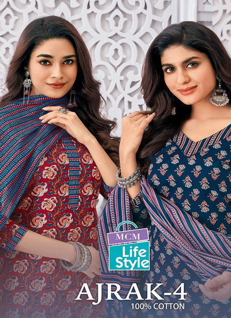 Ajrak Vol 4 By Mcm Pure Cotton Printed Top With Bottom Dupatta Bulk Orders In India